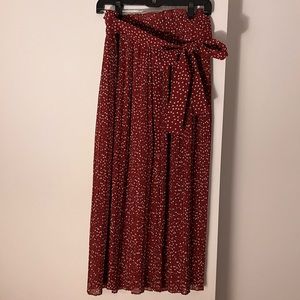 Zara polka dot midi skirt red maroon sz S